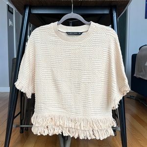 Women’s cream Zara fringe shirt - size M